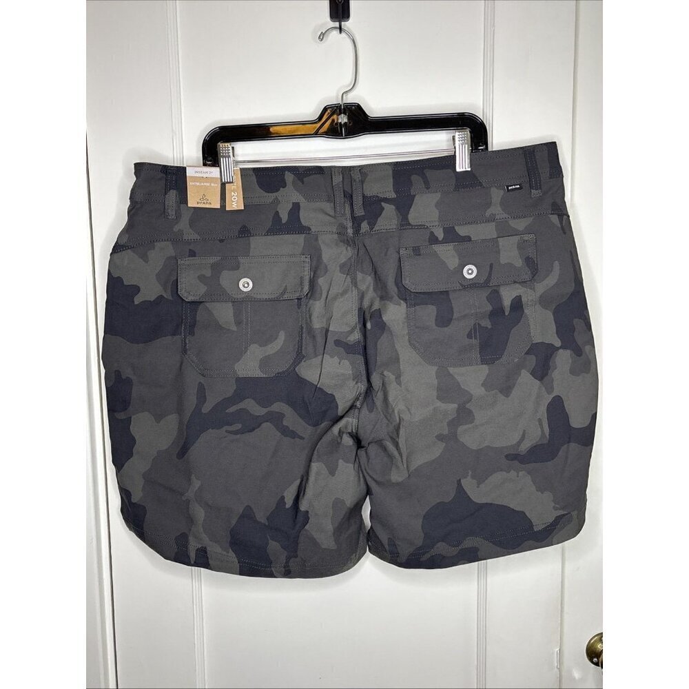 Prana Halle Short Plus II Charcoal Camo Womens 18W/07 Mid Rise Standard Trail - Picture 2 of 6
